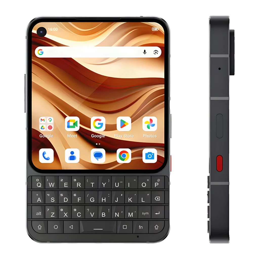 Unihertz Titan 2 Elite 5G 12Go/256Go Noir 4,03 pouces AMOLED 120Hz 50MP OIS Dimensity 7400, vue avant et latérale: écran