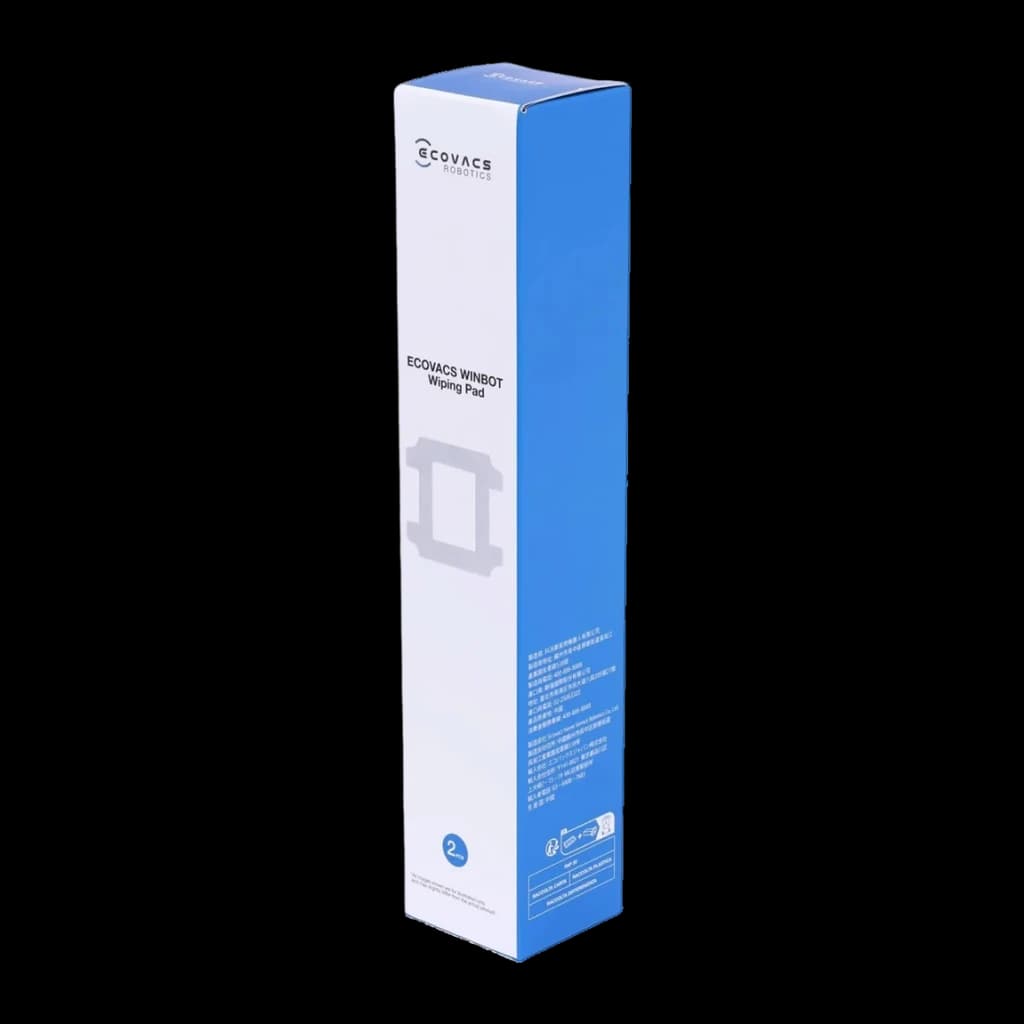 Tampons en microfibre Ecovacs pour Winbot W2S Pack 2W-CC02-0014 Argent - boîte haute bleu et blanc avec logo Ecovacs