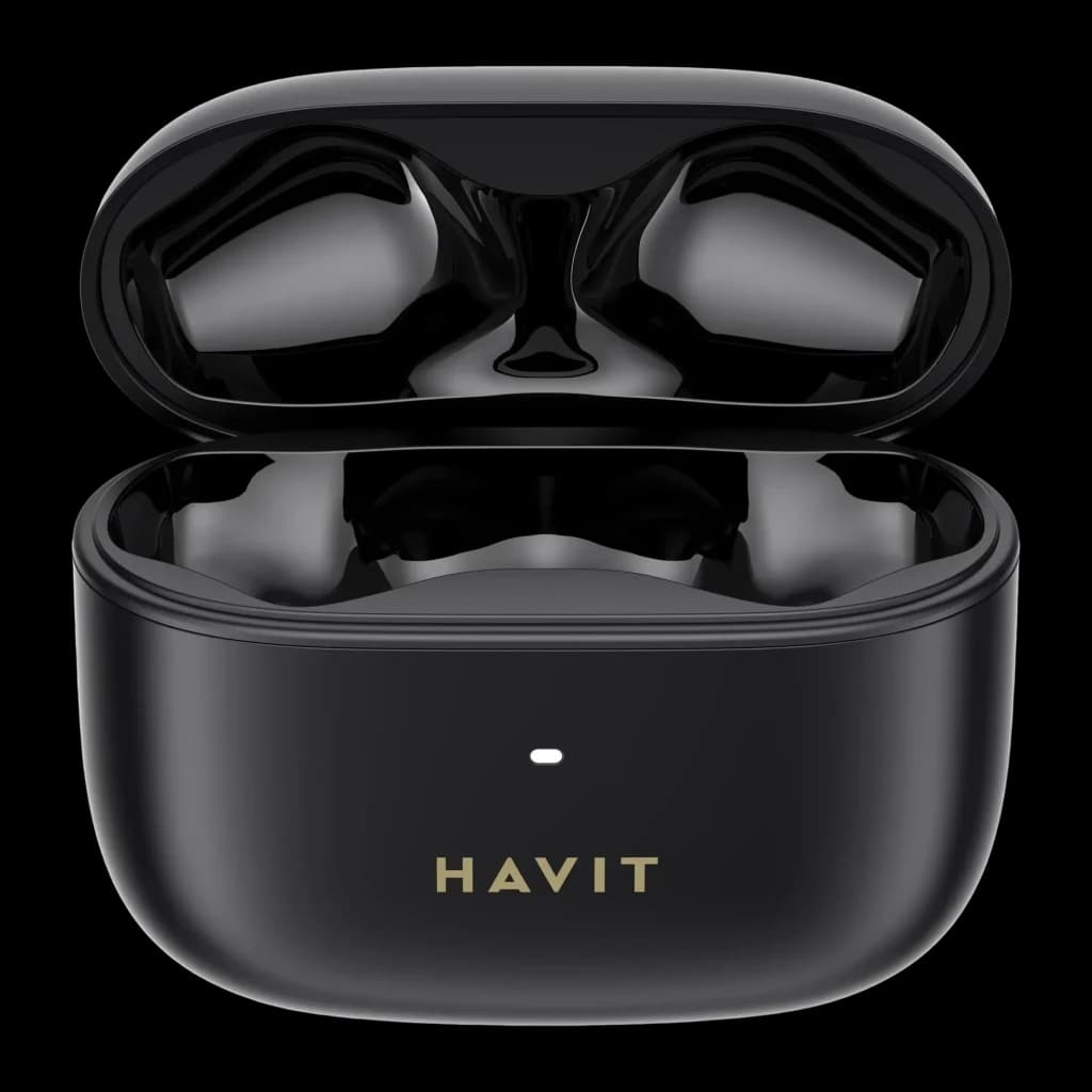 Auriculares Havit TW958 Pro Cancelación de Ruido TWS Bluetooth 5 Negro - interior con auriculares