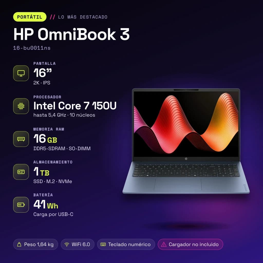 HP OmniBook 3 16GB/1000GB Azul/Gris - características
