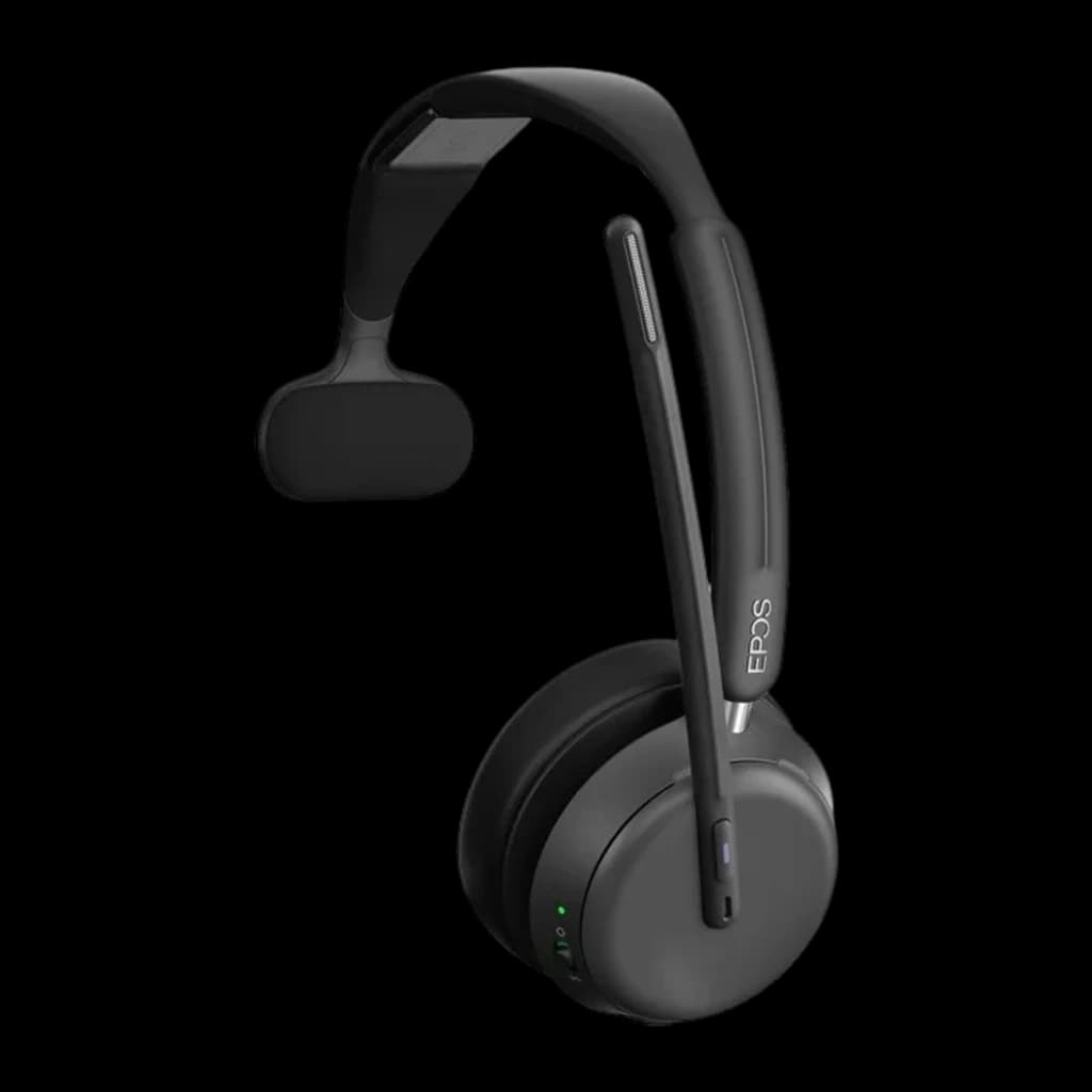Casque de bureau EPOS Impact 1030T Mono ANC adaptatif hybride Noir - micro-boom extensible, logo EPOS et LED