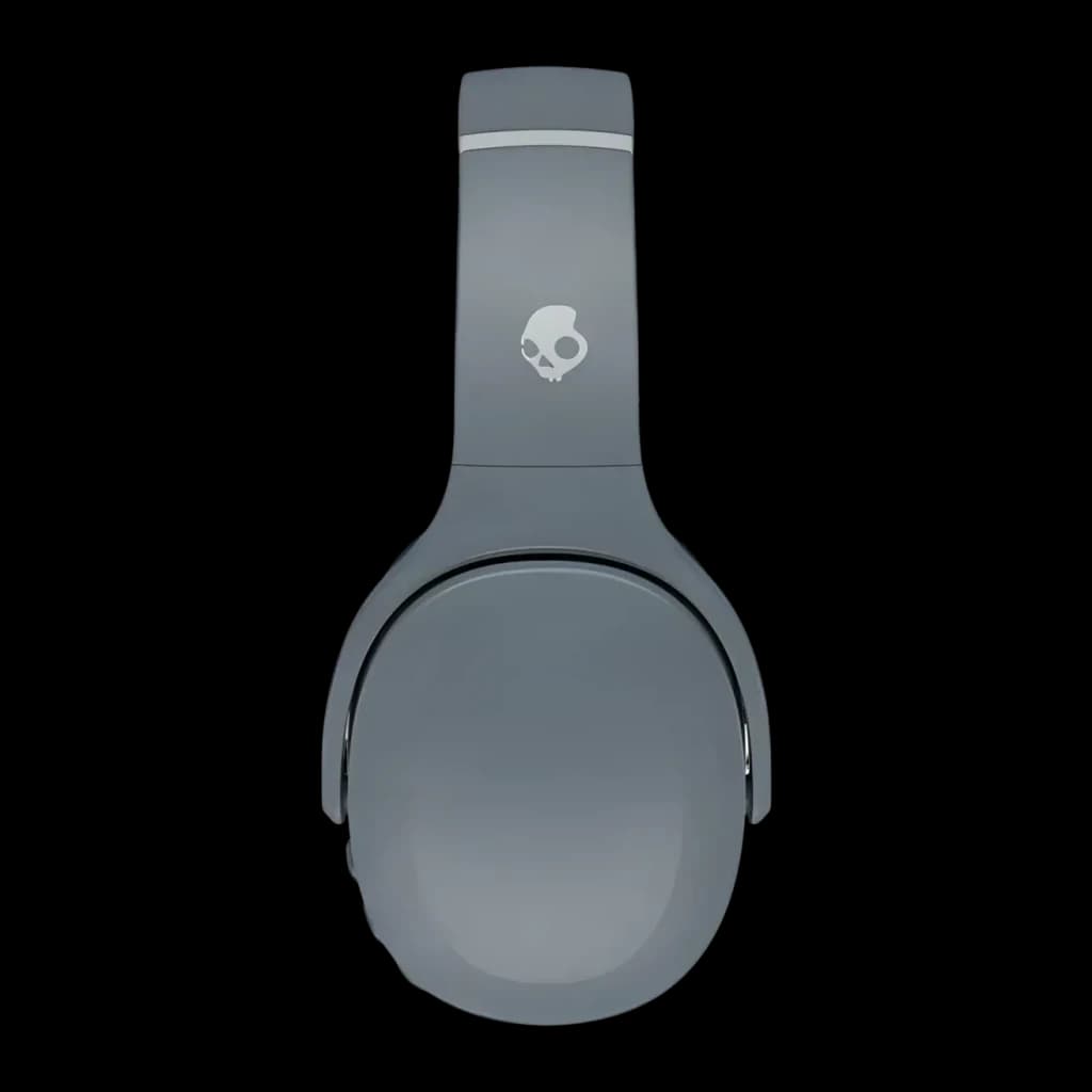 Casque Skullcandy Crusher Evo Supra-auriculaire Bluetooth 5.0 40h Gris - logo crâne sur arceau et coussin