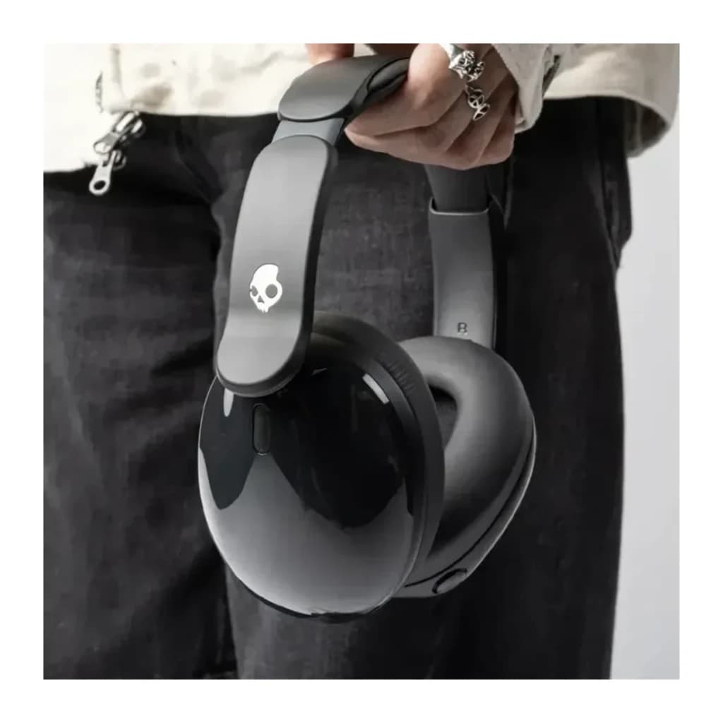 Casque Skullcandy Hesh 540 ANC Réduction de Bruit Arceau Bluetooth 5.3 Noir - tenu en main, logo crâne