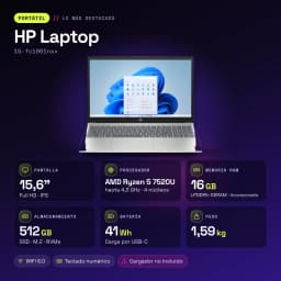 HP Laptop 16GB/512GB Plata - características
