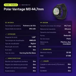 Polar Vantage M3 44,7mm GPS 90h FC, SpO2, Temperatura Piel Negro - características