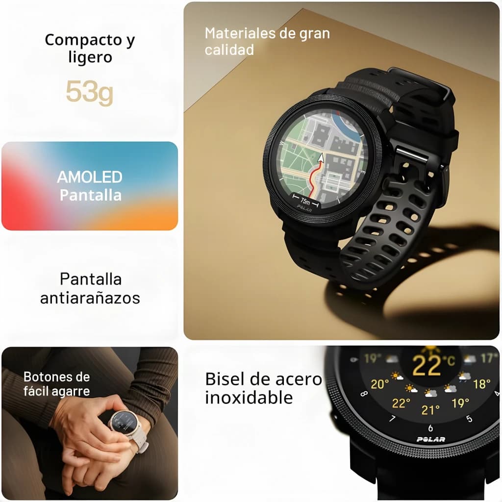 Polar Vantage M3 44,7mm GPS 90h FC, SpO2, Température Cutanée Noir - 44,7 mm