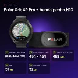 Polar Grit X2 Pro + cinta de peito H10 1.39 polegadas GPS Mapas offline Bateria 10 Dias Preto - características, 488 mAh