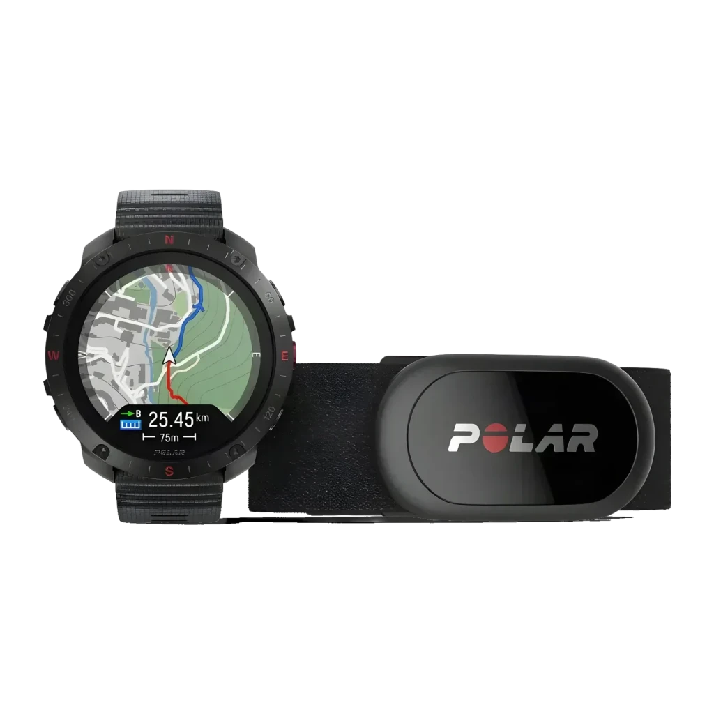 Polar Grit X2 Pro + cinta de peito H10 1.39 polegadas GPS Mapas offline Bateria 10 Dias Preto
