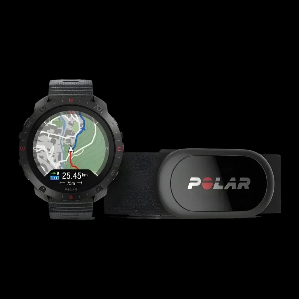 Polar Grit X2 Pro + cinta de peito H10 1.39 polegadas GPS Mapas offline Bateria 10 Dias Preto
