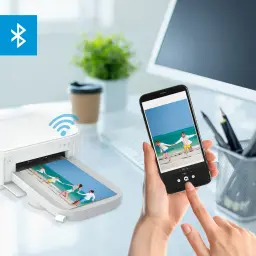 Imprimante photo HP Sprocket Studio Plus Sublimation d'encre WiFi Blanc - impression sans fil depuis smartphone