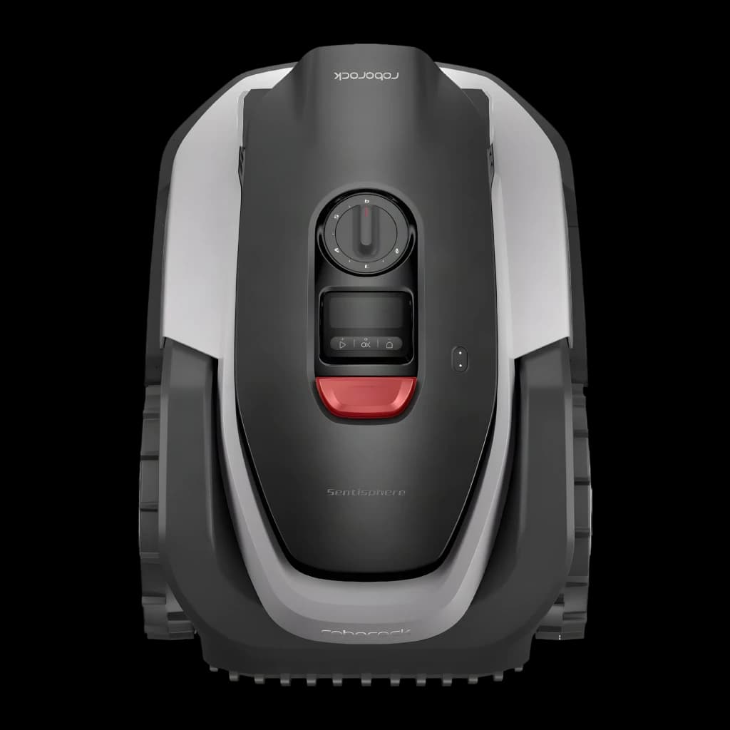 Robot tondeuse Roborock RockNeo Q105 RTK + AI Vision 100min - molette de hauteur de coupe, panneau de commande