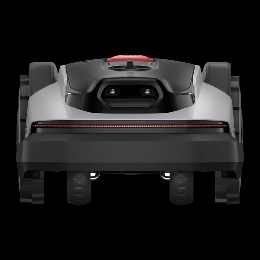 Robot tondeuse Roborock RockNeo Q105 RTK + AI Vision 100min - capteurs AI, bandeau LED rouge et roues avant