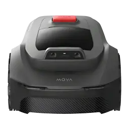 Robot tondeuse Roborock RockNeo Q105 RTK + AI Vision 100min - module caméras AI, bouton rouge et logo MOVA