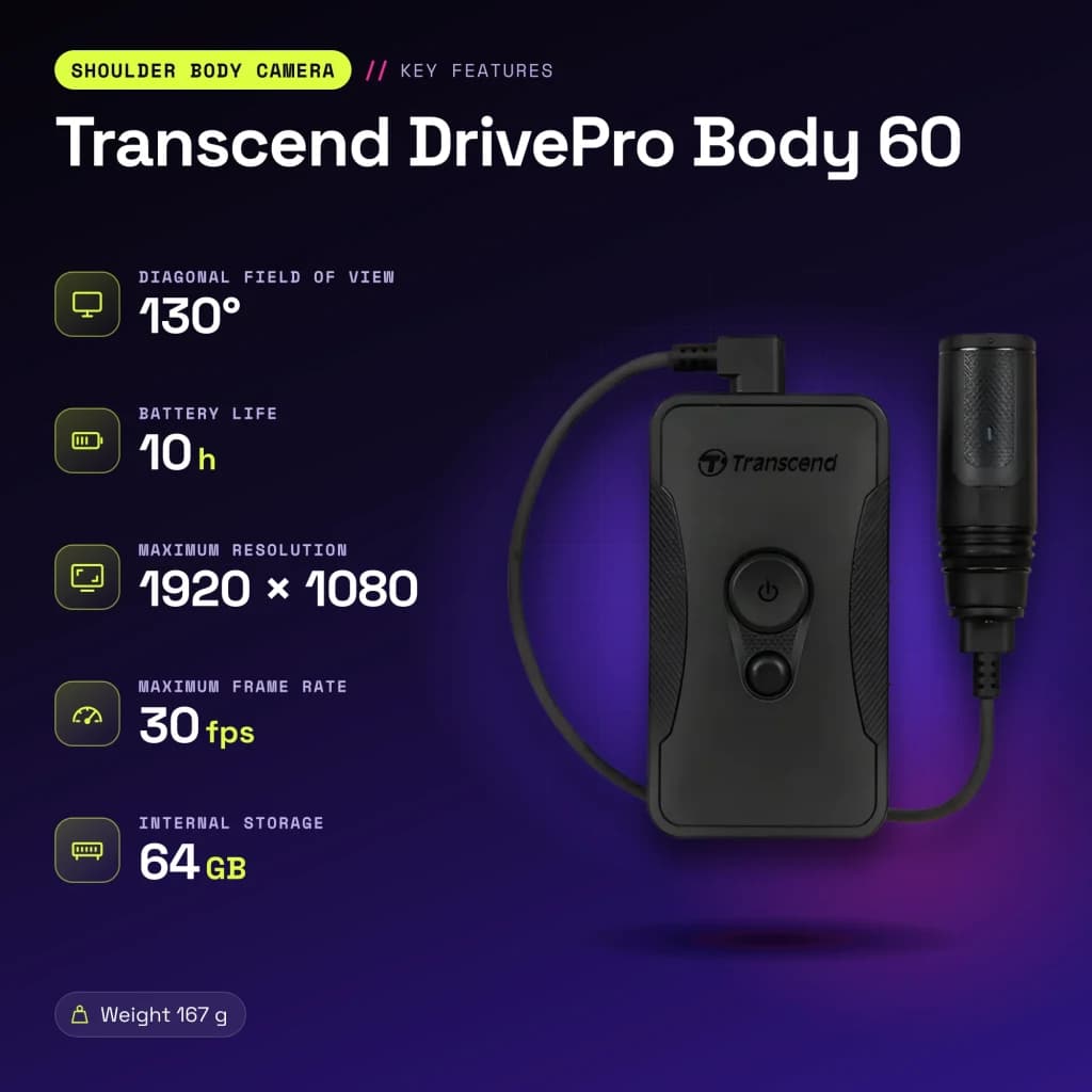 Cámara corporal Transcend DrivePro Body 60 WiFi Full HD 1080p IP67 Negro - características, WiFi 5.0