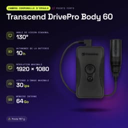 Cámara corporal Transcend DrivePro Body 60 WiFi Full HD 1080p IP67 Negro - características, 5 GHz