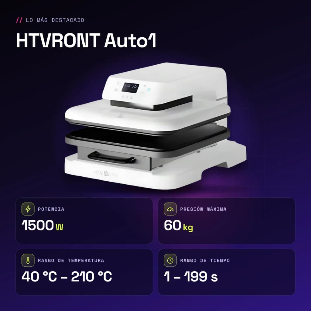 Presse thermique HTVRONT Auto1 1500W 38,1×38,1 cm Blanc - caractéristiques