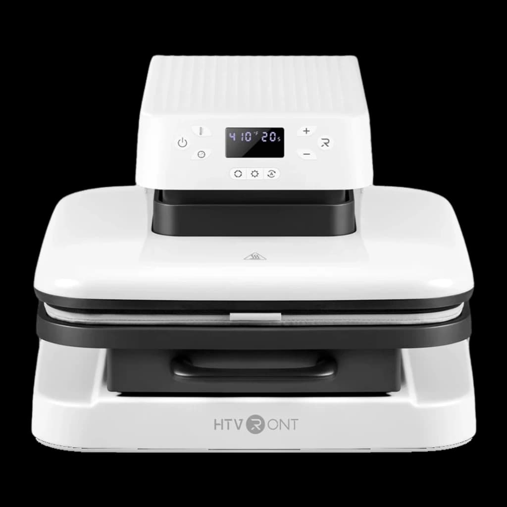 Presse thermique HTVRONT Auto1 1500W 38,1×38,1 cm Blanc - écran digital affichant température et temps, plateau