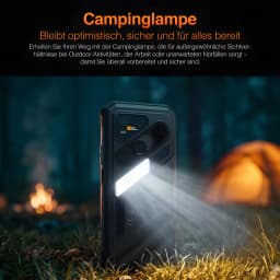 AGM X7 Pro 5G Noir 6Go/256Go MIL-STD-810H 10000mAh Vision Thermique 25fps - lampe LED allumée éclairant une scène