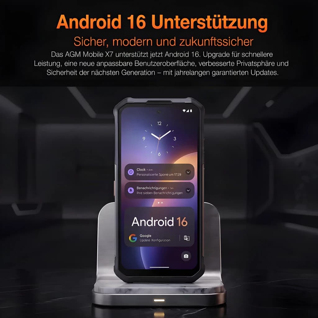 AGM X7 Pro 5G Noir 6Go/256Go MIL-STD-810H 10000mAh Vision Thermique 25fps - écran Android 16