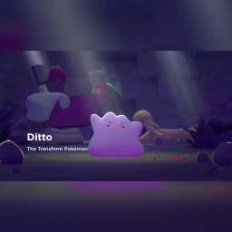Jeu Nintendo Pokémon Pokopia Switch 2 Standard - capture gameplay avec Ditto lumineux dans une scène sombre