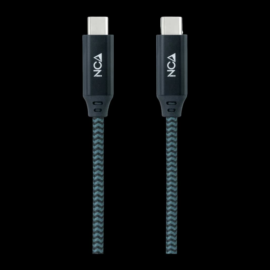 Cabo Nanocable USB 3.2 Gen2x2 USB-C Macho/Macho 1m 100W 5A Cinzento/Preto Verde-Azulado/Preto - USB 3.2 Gen 2x2