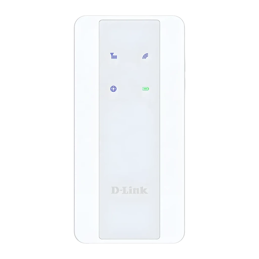 Router 5G D-Link F518 Blanco WiFi 6 AX1800 Doble Banda, vista frontal: 4 indicadores LED señal 5G, WiFi, internet y batería