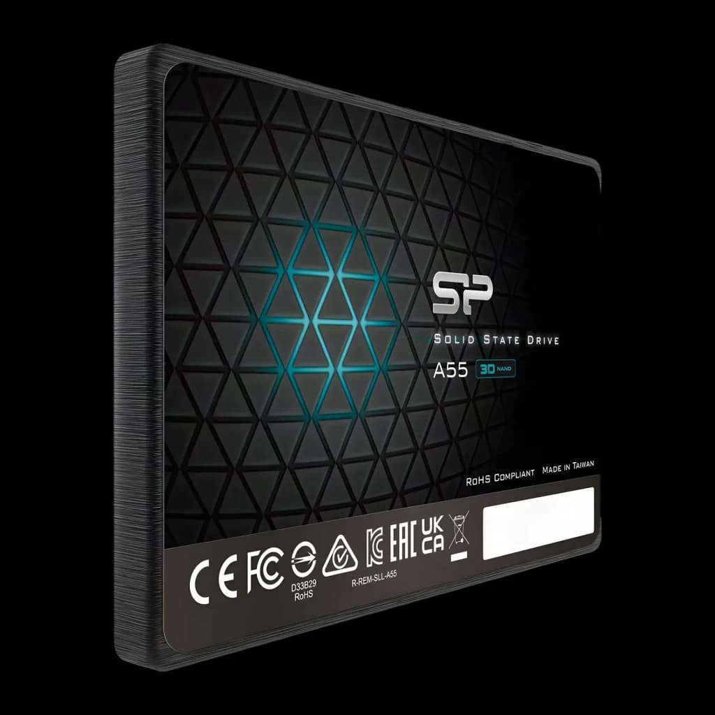 SSD Silicon Power Ace A55 4 To 2,5 pouces SATA III Noir - boîtier noir avec motif triangulaire et logo SP
