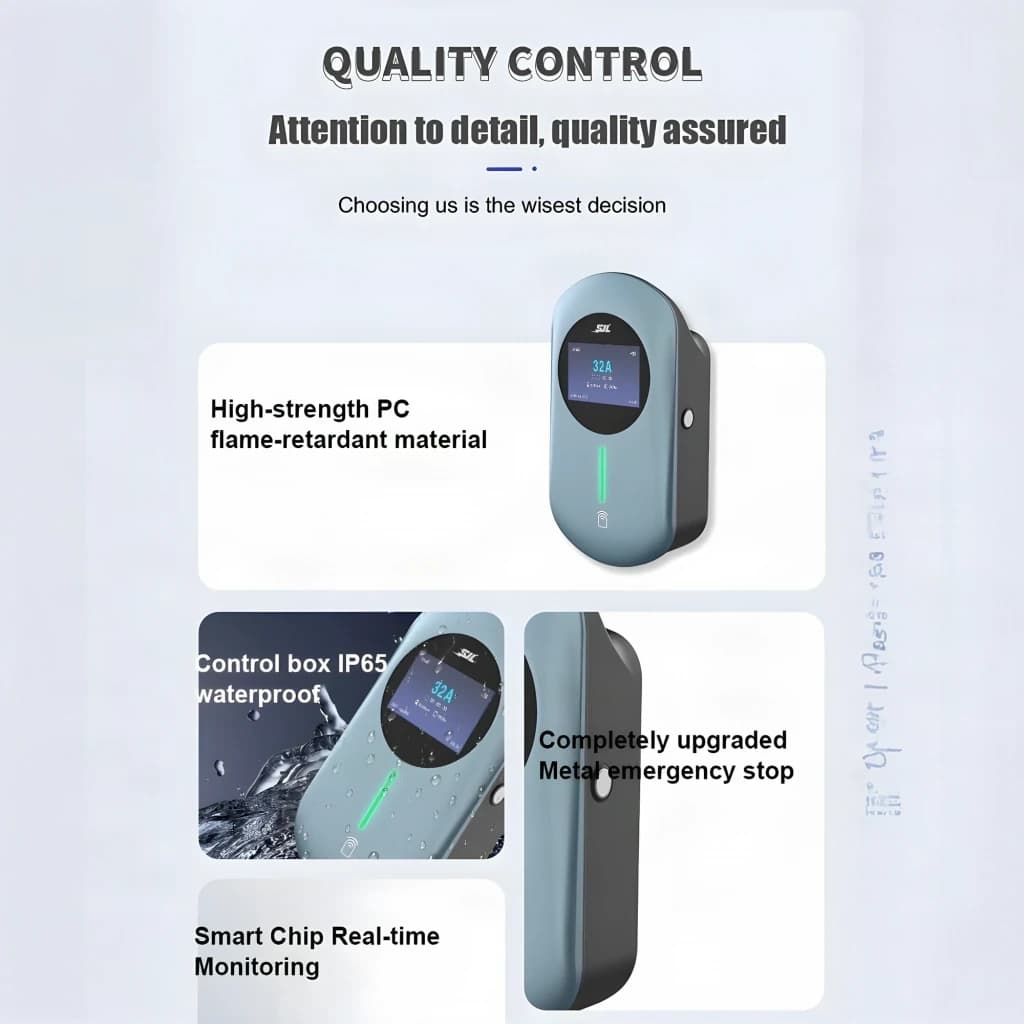 Chargeur Voiture Électrique SJL Borne de Recharge avec Lecteur de Cartes 11kW Type 2 Câble 5m - boîtier PC