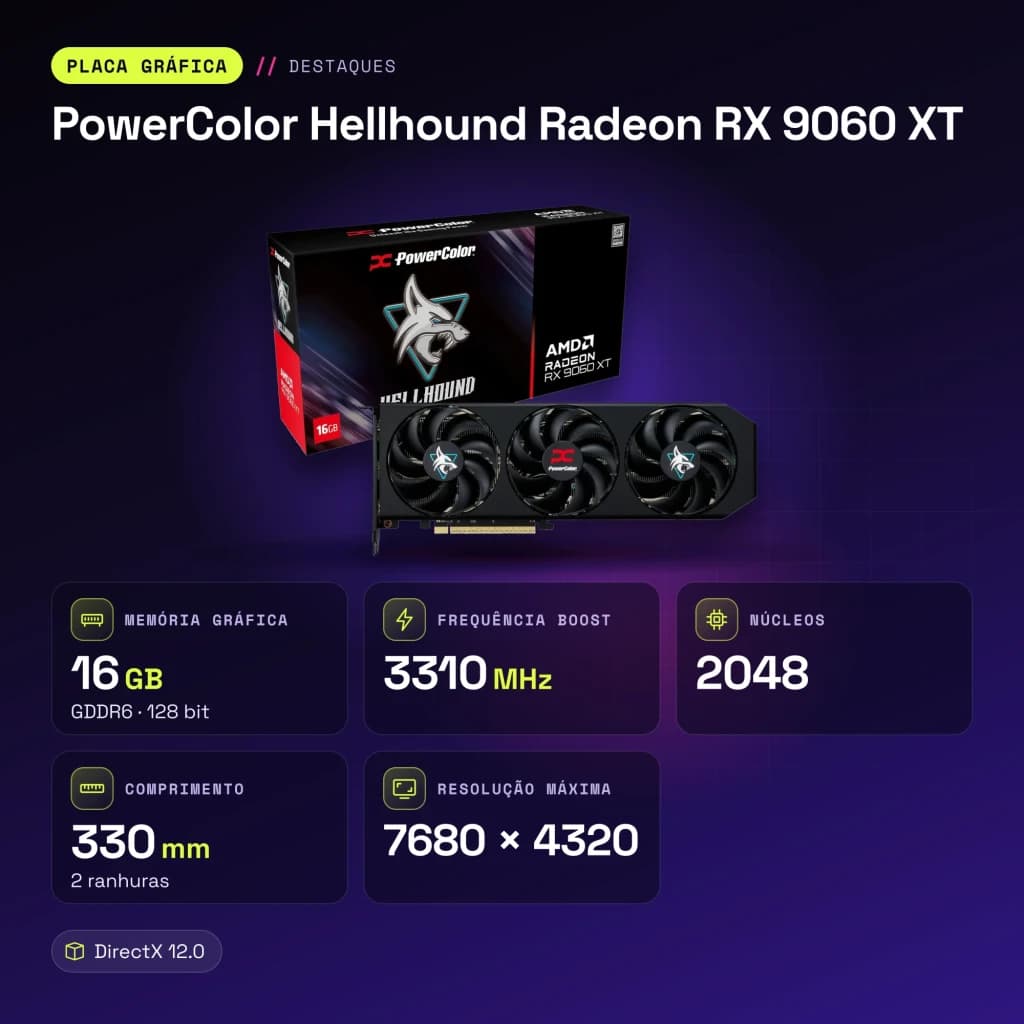 PowerColor RX 9060 XT Hellhound 16GB | Triple ventilador y OC
