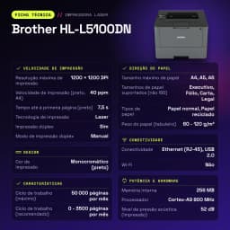 Imprimante Brother HL-L5100DN Laser Monochrome Recto Verso Noir - caractéristiques, 10,7 kg