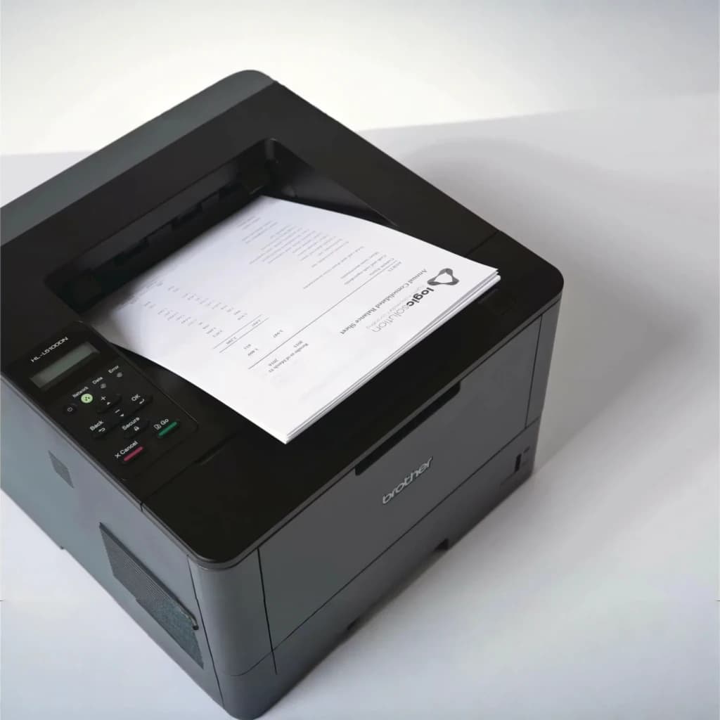 Imprimante Brother HL-L5100DN Laser Monochrome Recto Verso Noir - vue supérieure en angle