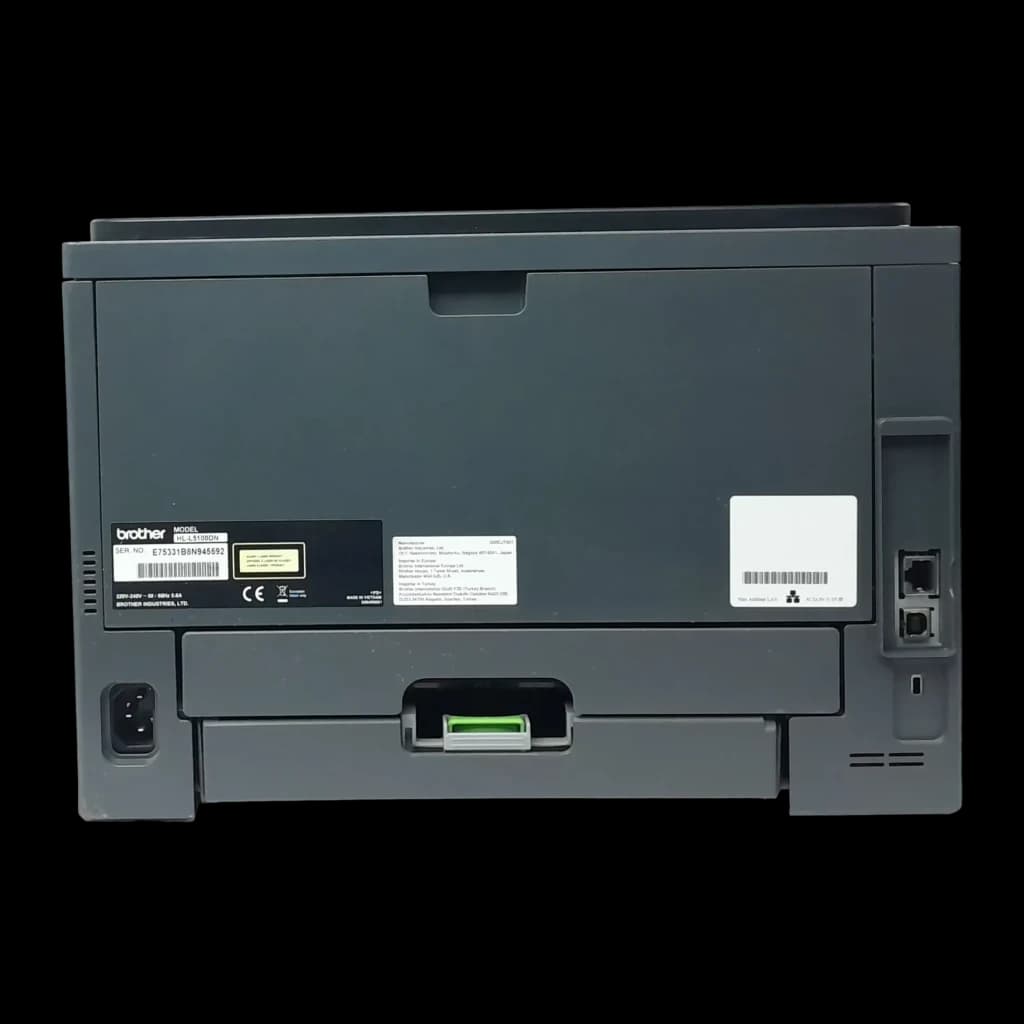 Imprimante Brother HL-L5100DN Laser Monochrome Recto Verso Noir - ports réseau, connecteur d'alimentation