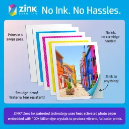 Imprimante photo HP Sprocket 3x4 Couleur Blanc - feuilles de papier photo empilées avec impression couleur