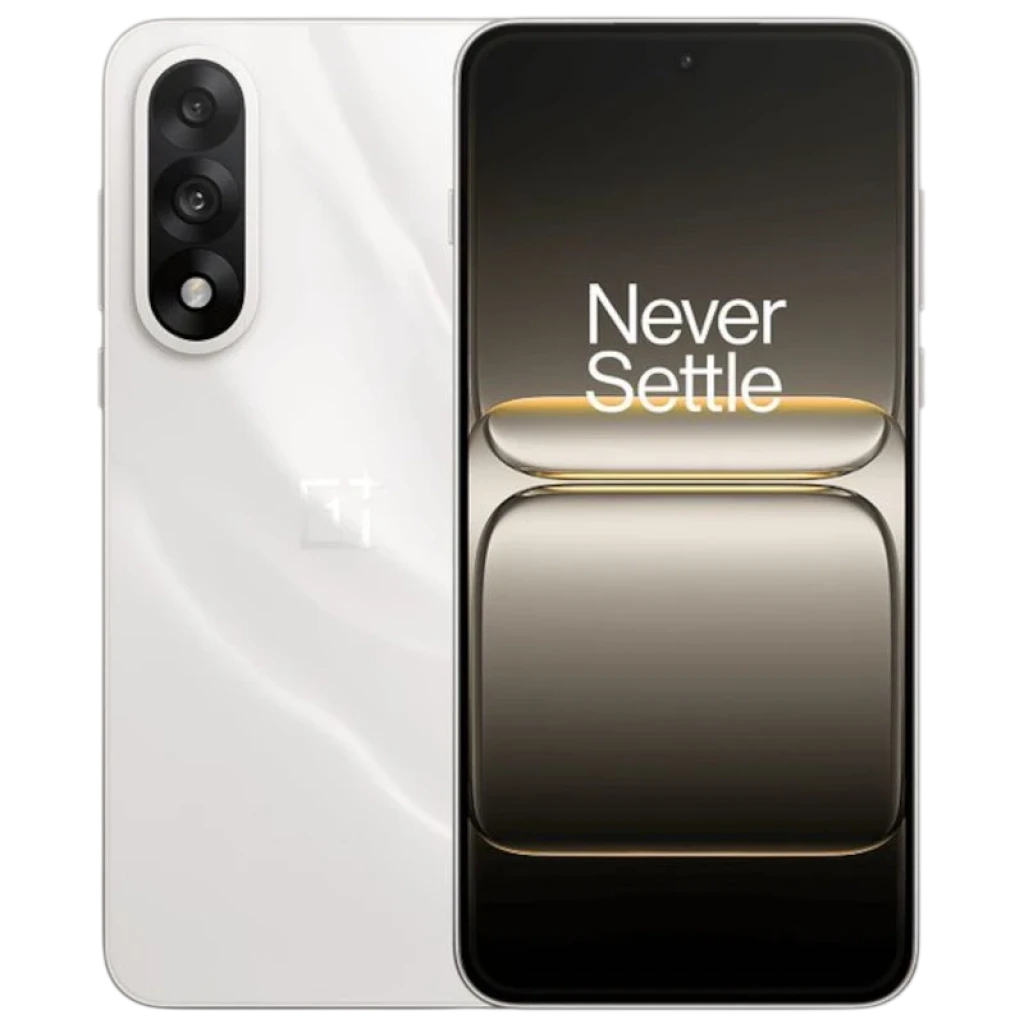 OnePlus Nord 5 5G Marble Sands branco perolado, tela AMOLED 6,83 com bordas finas, câmera tripla traseira vertical e furo central para selfie