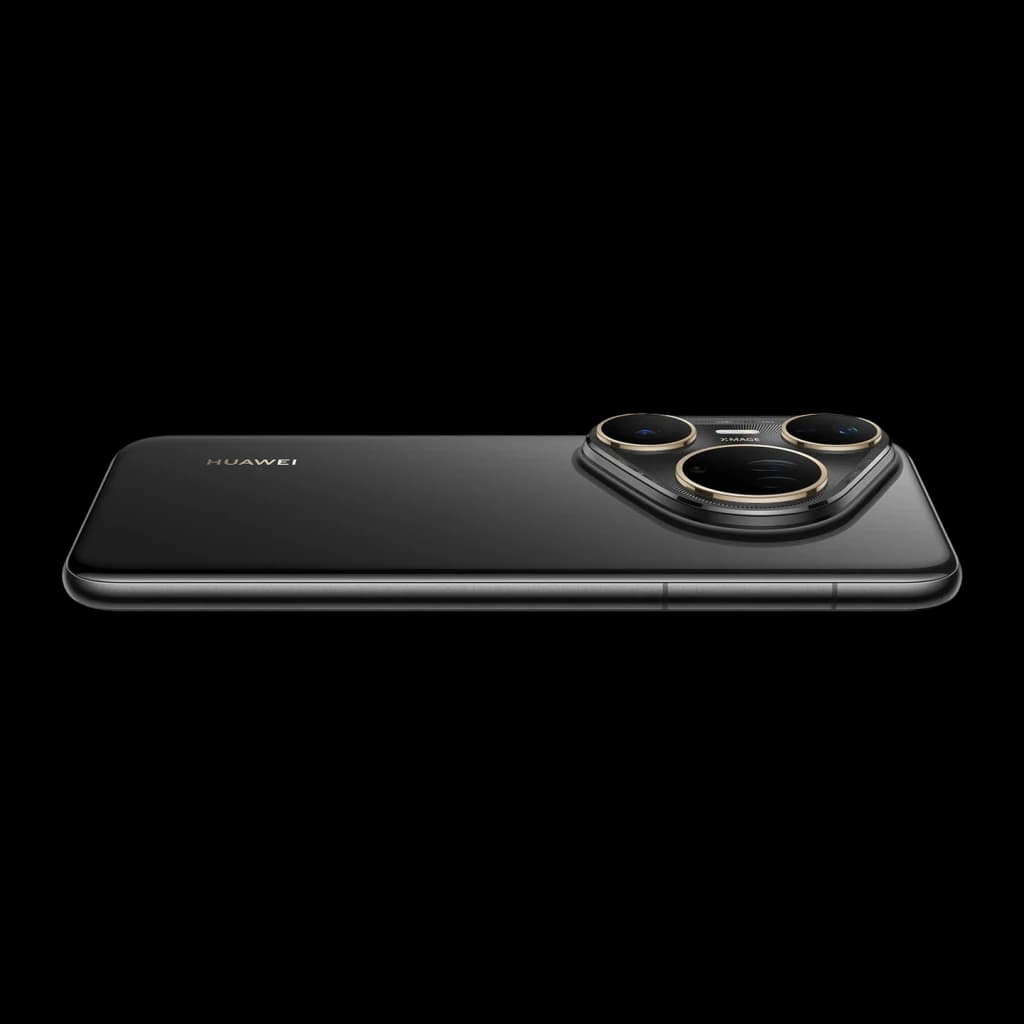 Huawei Pura 80 Ultra 16GB/512GB Negro 6.8 pulgadas OLED 120Hz 50MP OIS, vista trasera en ángulo: módulo de cámaras triple