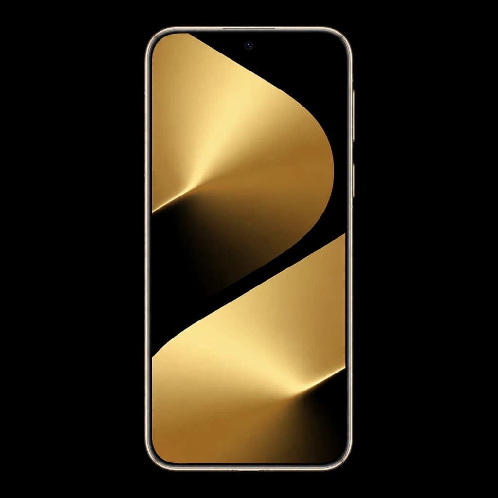 Huawei Pura 80 Ultra dorado, frontal con pantalla OLED 6.8 pulgadas 120Hz, biseles finos y cámara frontal en orificio centrado