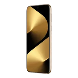 Huawei Pura 80 Ultra dorado con pantalla OLED 6.8 pulgadas 120Hz, bordes curvos y orificio centrado; diseño elegante en tonos dorados y negro brillante