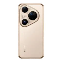 Módulo de cámara trasera dorado con triple lente grande y flash LED en Huawei Pura 80 Ultra; acabado premium y bordes curvos elegantes