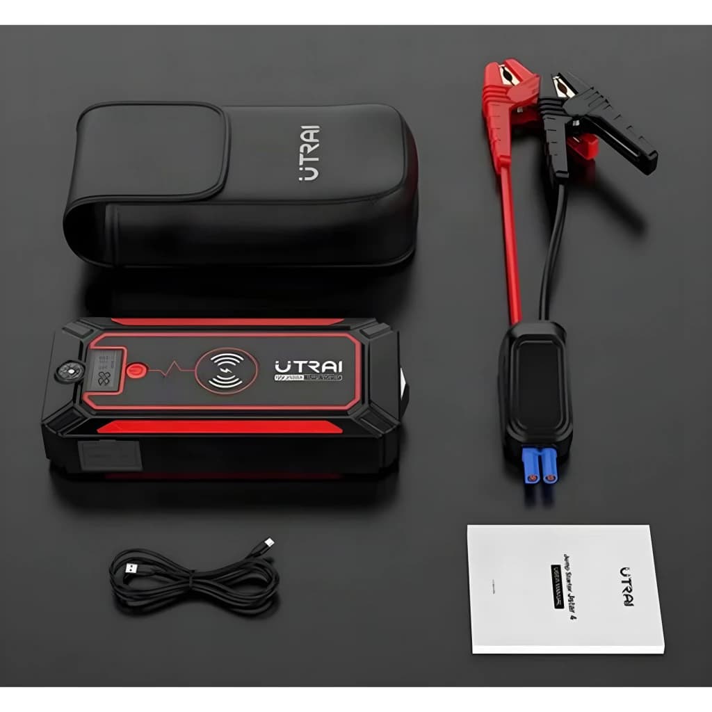 Arrancador de bateria UTRAI JS4 2500A até 8,0L gasolina / 7,5L diesel - dispositivo, bolsa, grampos, cabo