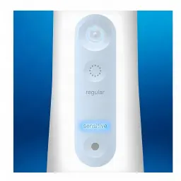 Hydropulseur dentaire Oral-B AquaCare 4 Sans Fil Batterie rechargeable Blanc - panneau de commande avec bouton marche