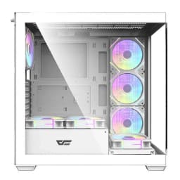 Caja PC Darkflash DS900 Doble Cristal Templado ATX Blanco - interior con 6 ventiladores ARGB y panel lateral