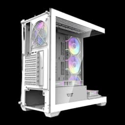 Caja PC Darkflash DS900 Doble Cristal Templado ATX Blanco - panel trasero con ventilador y slots PCIe