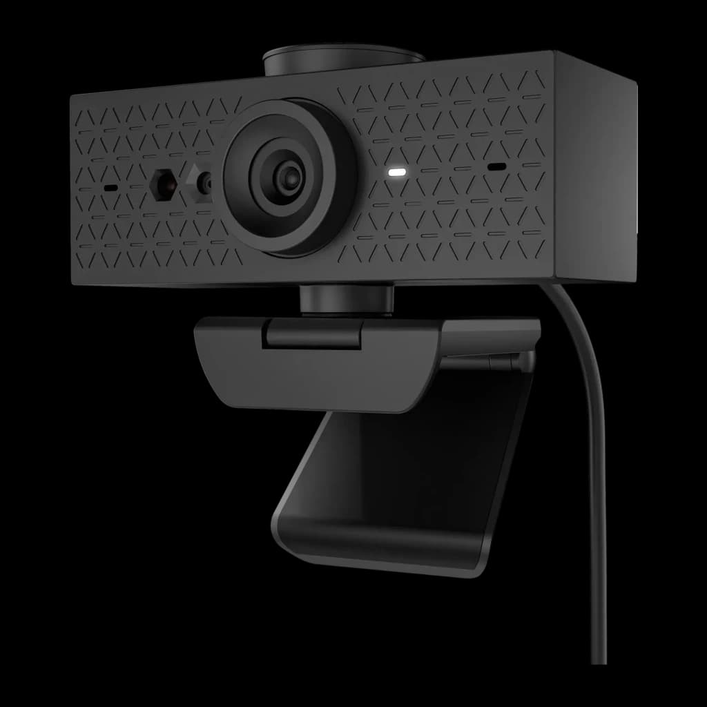 Webcam HP 620 Full HD Preto - lente central, microfone duplo e LED de privacidade visíveis