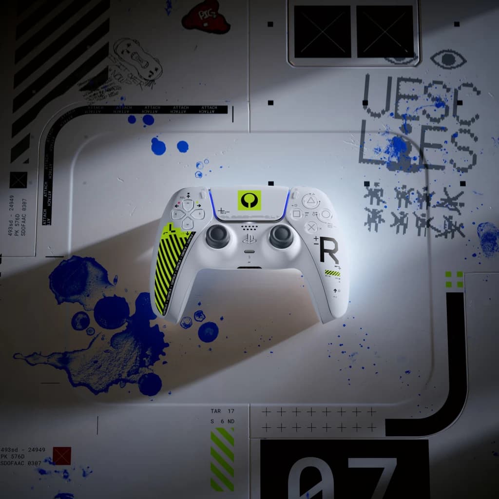 Mando de videojuegos Sony DualSense Marathon Limited Edition Blanco/Verde - mando sobre superficie