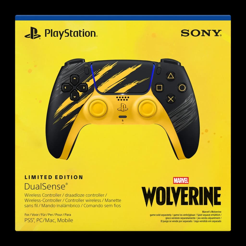 Mando de videojuegos Sony DualSense Edición Limitada Marvel's Wolverine Negro/Amarillo - packaging amarillo