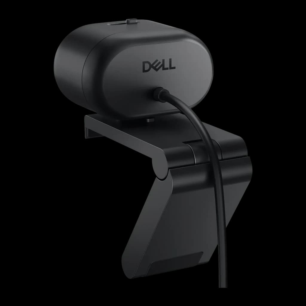 Webcam Dell WB526 2K QHD Preta - logótipo Dell, suporte articulado e cabo USB visíveis