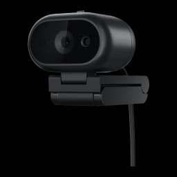 Webcam Dell WB526 2K QHD Preta - módulo de câmeras oval, clipe de fixação e cabo USB visíveis