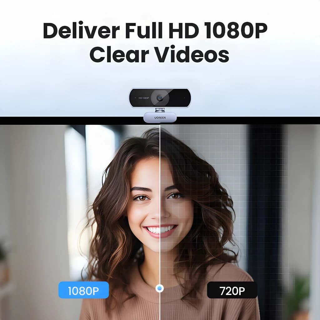 Webcam Ugreen CM678 Full HD Cinzento - qualidade de vídeo 1080p vs 720p com retrato
