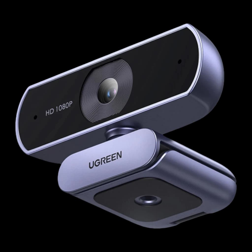 Webcam Ugreen CM678 Full HD Cinzento - lente central, inscrição HD 1080P e clipe de fixação com logo UGREEN