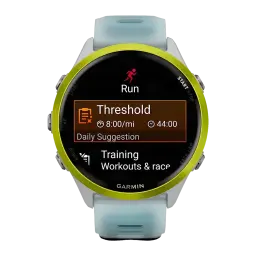 Garmin Forerunner 570 47mm GPS Batterie 10 Jours Blanc/Jaune - écran affichant entraînement Threshold